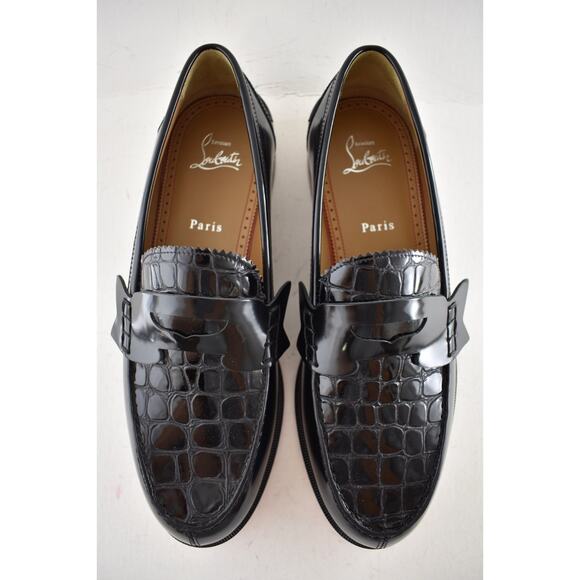 Christian Louboutin Penny Flat Black Croc Calf Leather Slip On Dress Loafer 42 9 main image 14